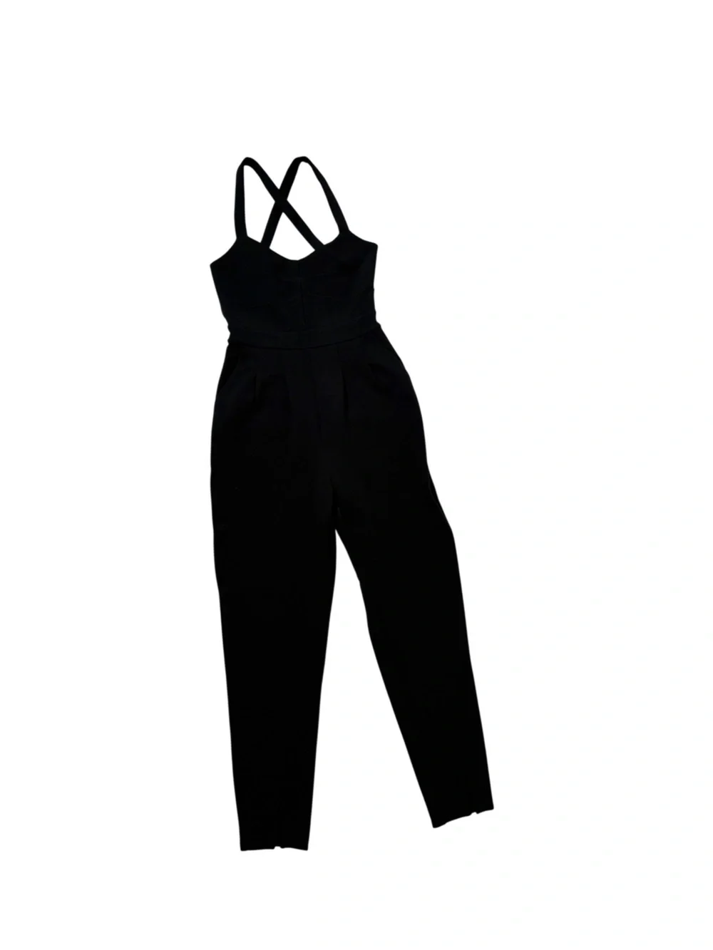 Anthropologie Black Jumpsuit Size XS Sleeveless Cross Back Elegant Romper.